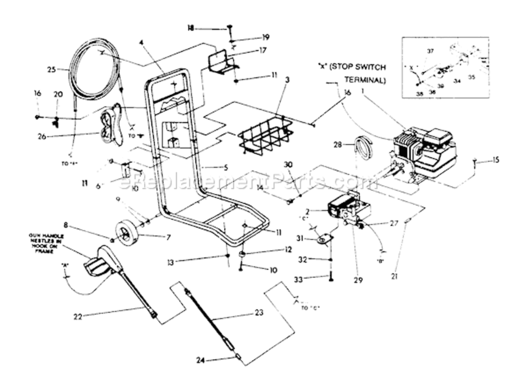 Page A Diagram and Parts List for 9584-2  Briggs and Stratton Pressure Washer